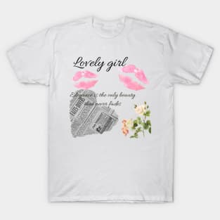 Coquette lovely girl transparent background T-Shirt